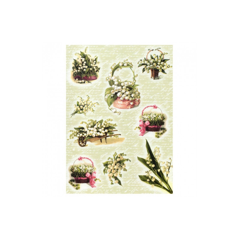 Rice decoupage paper lily of the valley flowers A4 ITD R358