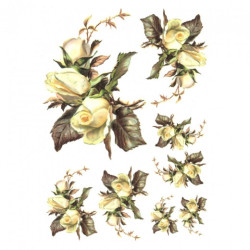 Rice decoupage paper white roses A4 ITD R252