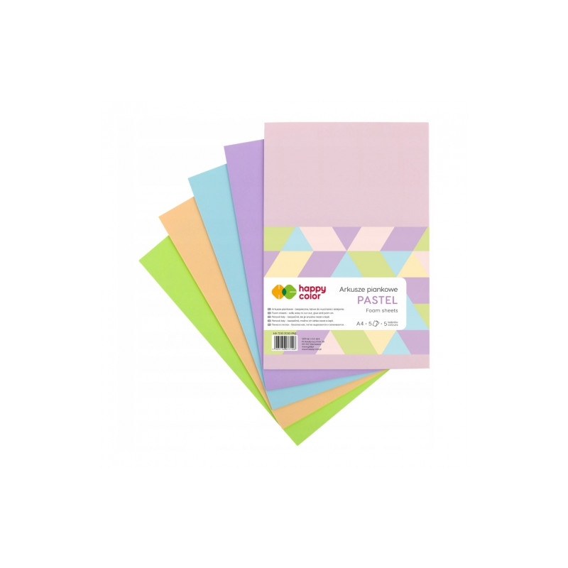 Happy Color arkusze piankowe pastel A4 5 kolorów - sklep plastyczny -