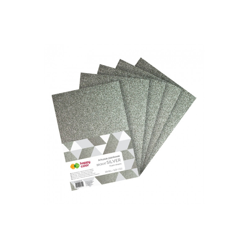Happy Color arkusze piankowe brokatowe silver A4 5 arkuszy - sklep pla