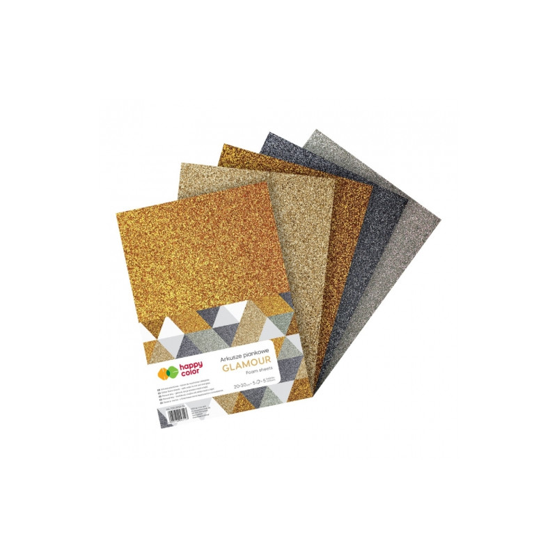 Happy Color arkusze piankowe brokatowe glamour A4 5 arkuszy - sklep pl