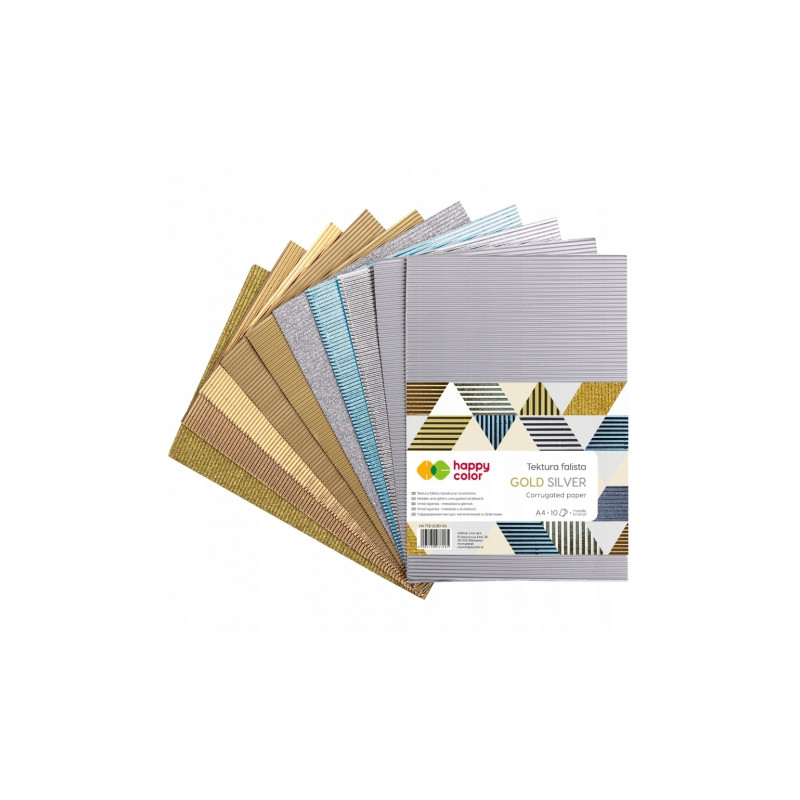 Happy Color corrugated cardboard mix gold silver A4 10 colors