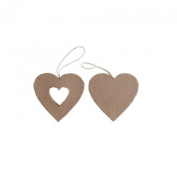 Happy Color shapes made of paper marche hearts 2 pcs 10x2.5 cm