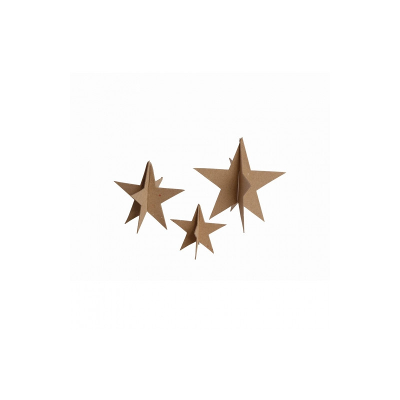 Happy Color set of cardboard shapes 3D stars 3 pcs 18, 13, 9 cm