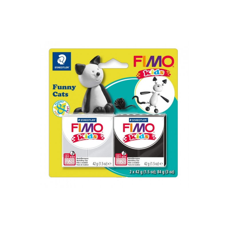 Fimo kids zestaw modelin 2x42g śmieszne koty - skelp plastyczny - szał