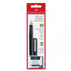 Faber-Castell pióro wieczne szkolne czarne + 6 naboi - sklep plastyczn