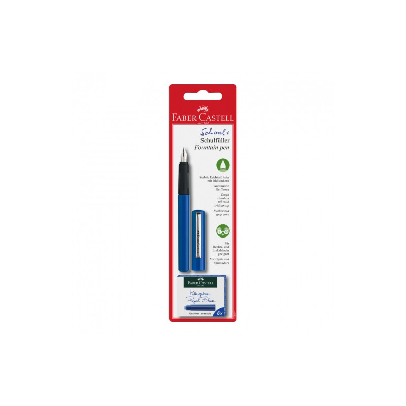 Faber-Castell pióro wieczne szkolne niebieskie + 6 naboi - sklep plast