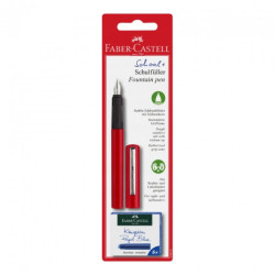 Faber-Castell pióro wieczne szkolne czerwone + 6 naboi - sklep plastyc