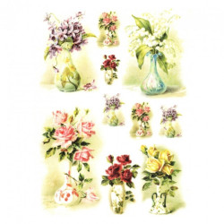 Papier ryżowy do decoupage kwiaty wazony A4 ITD R354 - sklep plastyczn