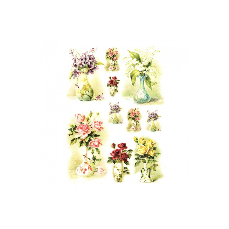 Rice paper for decoupage flowers vases R354
