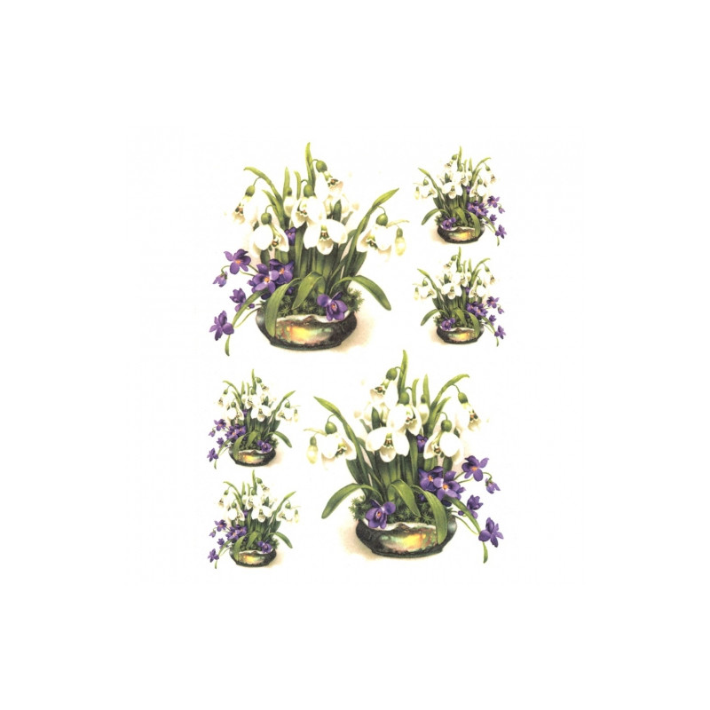 Rice decoupage paper snowdrops A4 ITD R329
