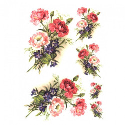 Rice decoupage paper flowers bouquet A4 ITD R328