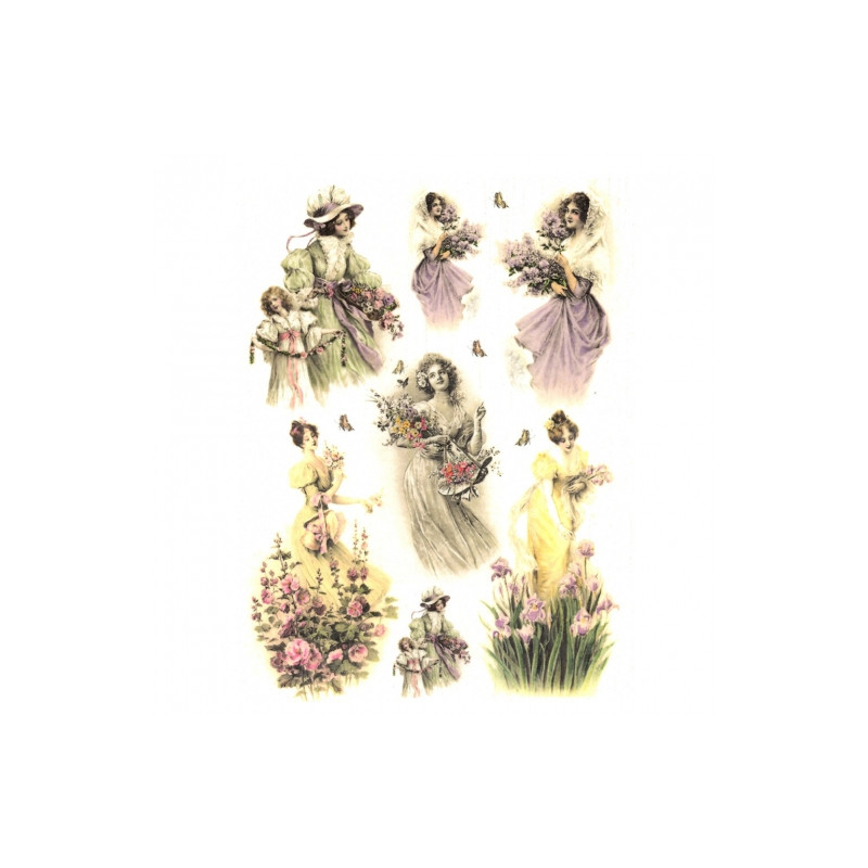 Papier ryżowy do decoupage kobiety kwiaty A4 ITD R319 - sklep plastycz