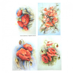 Papier ryżowy do decoupage czerwone maki A4 ITD R274 - sklep plastyczn