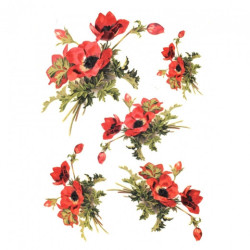 Papier ryżowy do decoupage czerwone maki A4 ITD R391 - sklep plastyczn