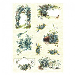Papier ryżowy do decoupage kwiaty niezapominajki A4 ITD R357 - sklep p
