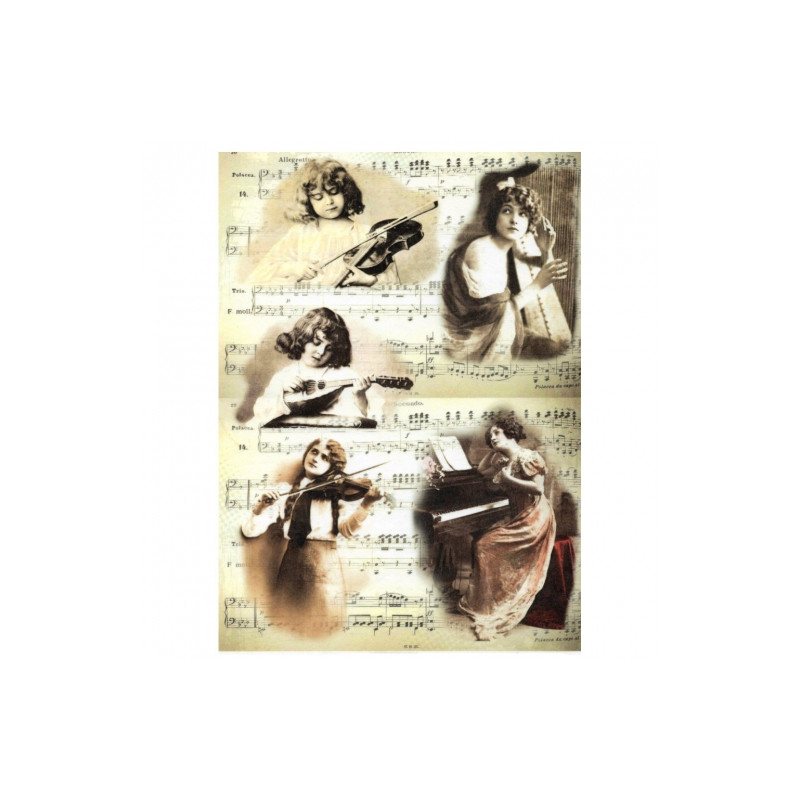 Papier ryżowy do decoupage retro muzyka  R373 - sklep plastyczny - sza