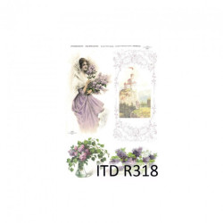 Papier ryżowy do decoupage vintage kobieta kwiaty R318 - sklep plastyc