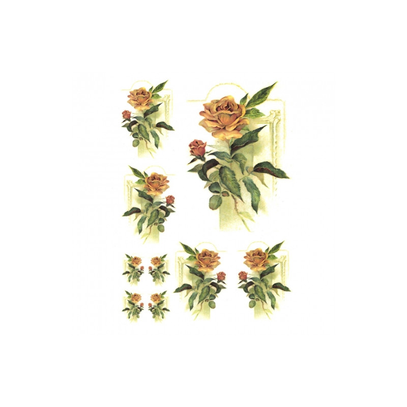 Rice decoupage paper roses frame A4 ITD R254