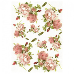 Rice decoupage paper roses A4 ITD R359