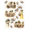Papier ryżowy do decoupage vintage kobiety kwiaty A4 ITD R366 - sklep