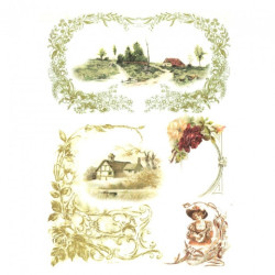Papier ryżowy do decoupage krajobraz ornamenty A4 ITD R347 - sklep pla