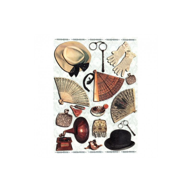 Papier ryżowy do decoupage wachlarze kapelusze A4 ITD R371 - sklep pla