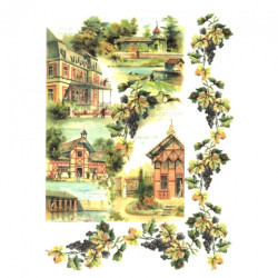 Papier ryżowy do decoupage vintage budynki A4 ITD R320 - sklep plastyc
