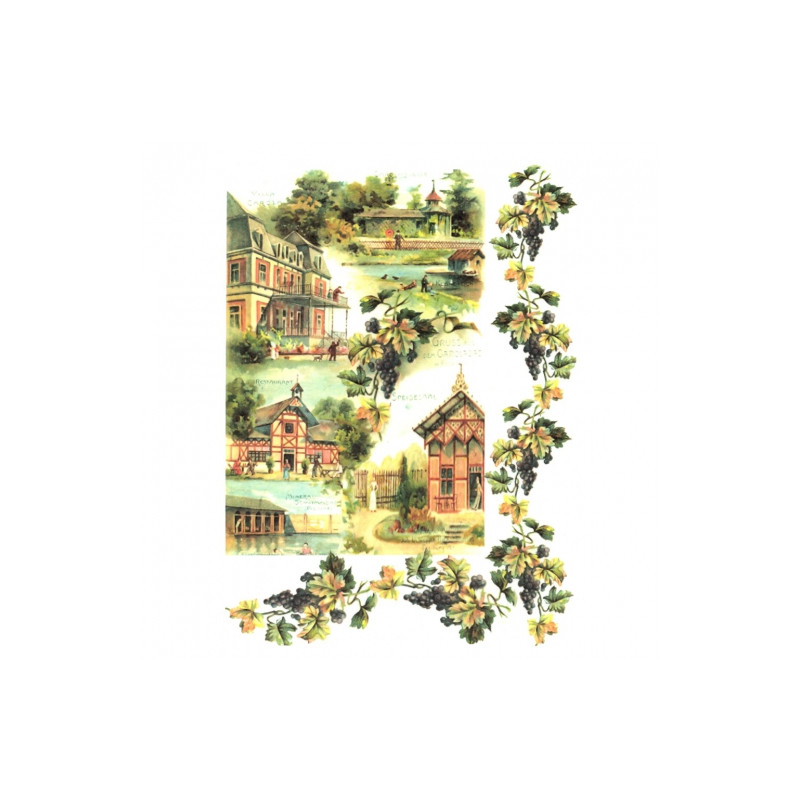 Papier ryżowy do decoupage vintage budynki A4 ITD R320 - sklep plastyc