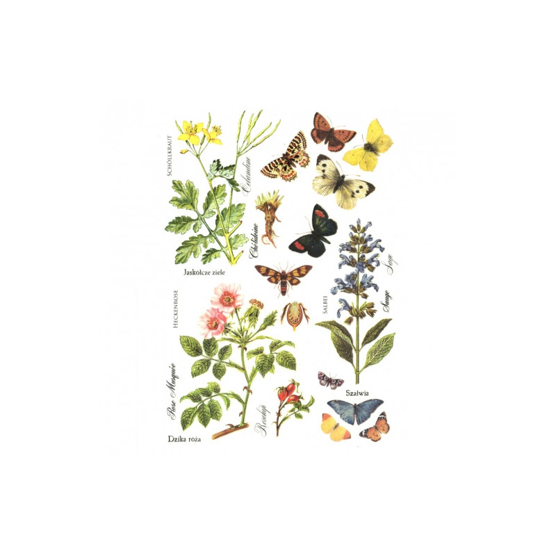 Rice decoupage paper butterflies flowers A4 ITD R405