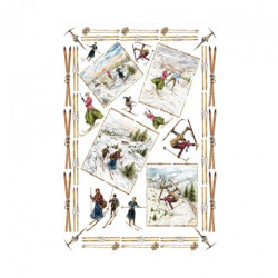 Papier do decoupage narciarze 50x70 cm - sklep plastyczny - szał dla p