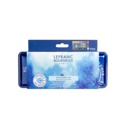 Lefranc&Bourgeois zestaw 40 akwareli w półkostkach + pędzelek met opak