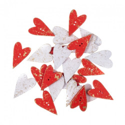 DP Craft mix of wooden buttons with hearts 2 x 3,2 cm 24 pcs red and w