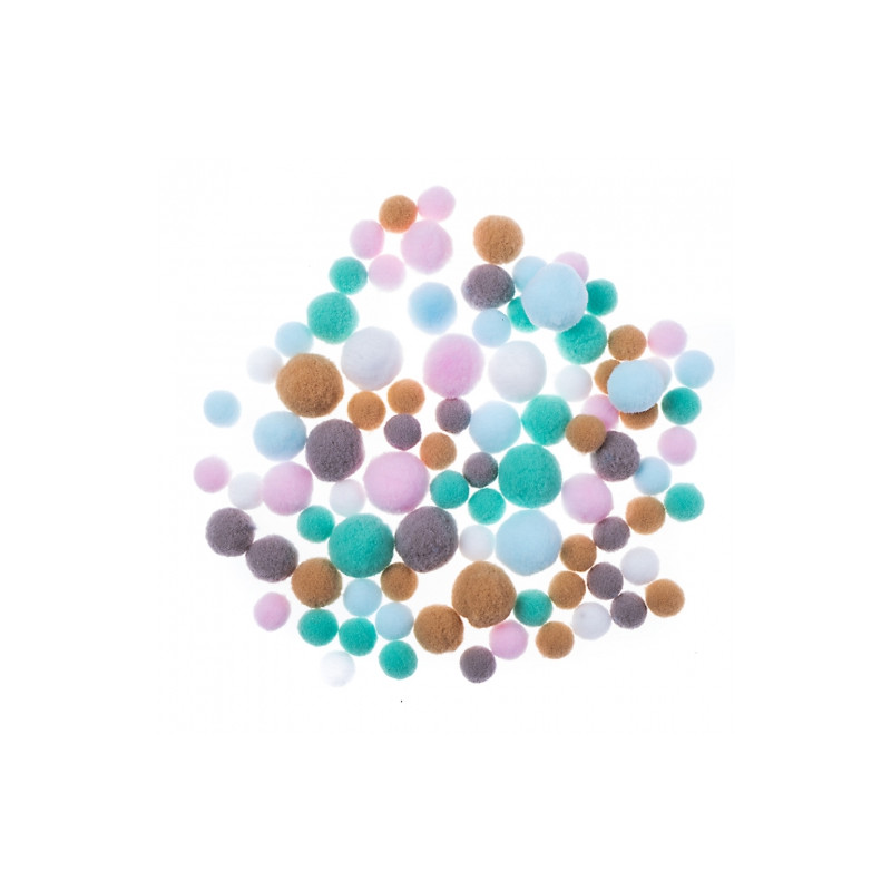 DP Craft plush pompoms mix frosty pastels 90 pcs