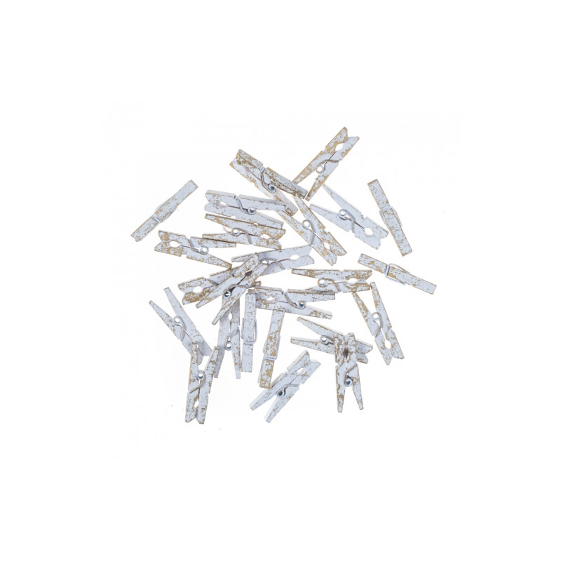 DP Craft mini klamerki drewniane 3 cm 24 szt białe złocone - sklep pla