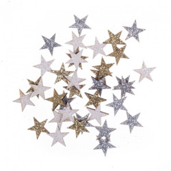 DP Craft kształty z drewna gwiazdki brokatowe dwustronne 1,4 cm 36 szt