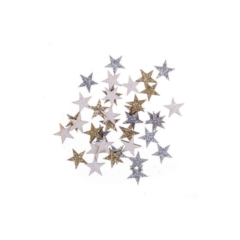 DP Craft wooden studs brocade double-sided stars 1.4 cm 36 pcs gold si