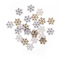 DP Craft kształty z drewna śnieżynki brokatowe dwustronne 1,6 cm 24 sz