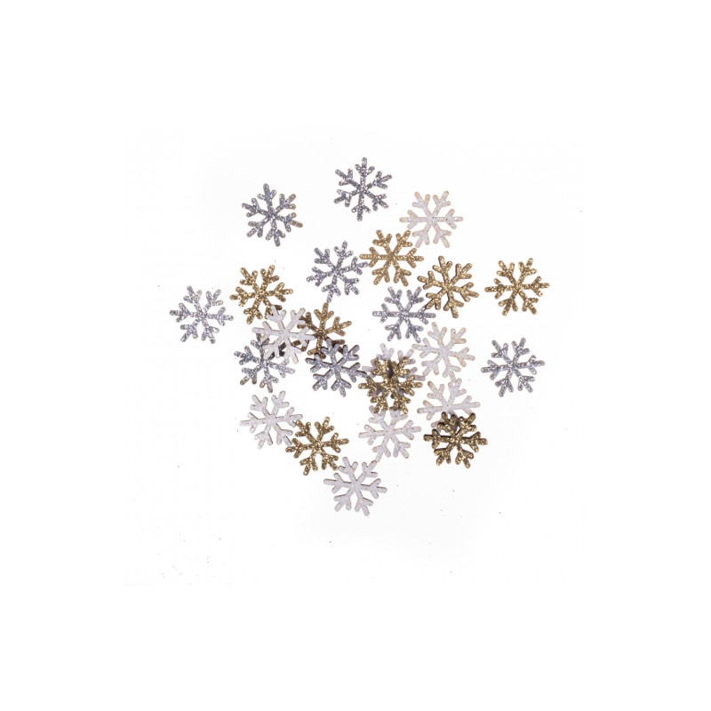 DP Craft wood shapes glitter snowflakes, double-sided, 1.6 cm, 24 pcs.