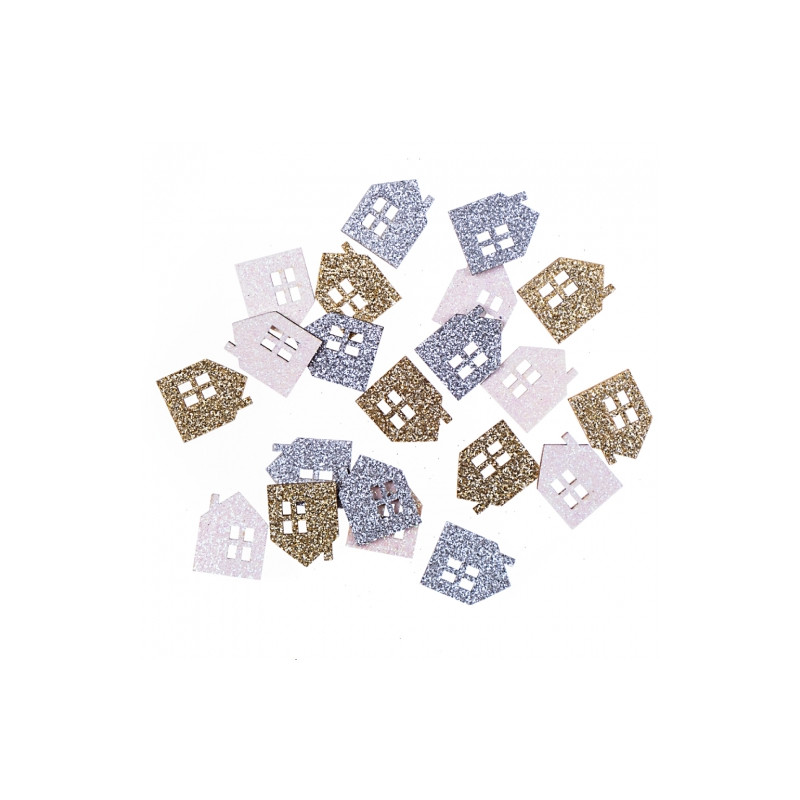 DP Craft kształty z drewna domki brokatowe dwustronne 1,7 x 2,2 cm 21