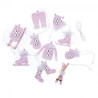 DP Craft wood shapes winter motifs with fur and a pendant 12 pcs pink