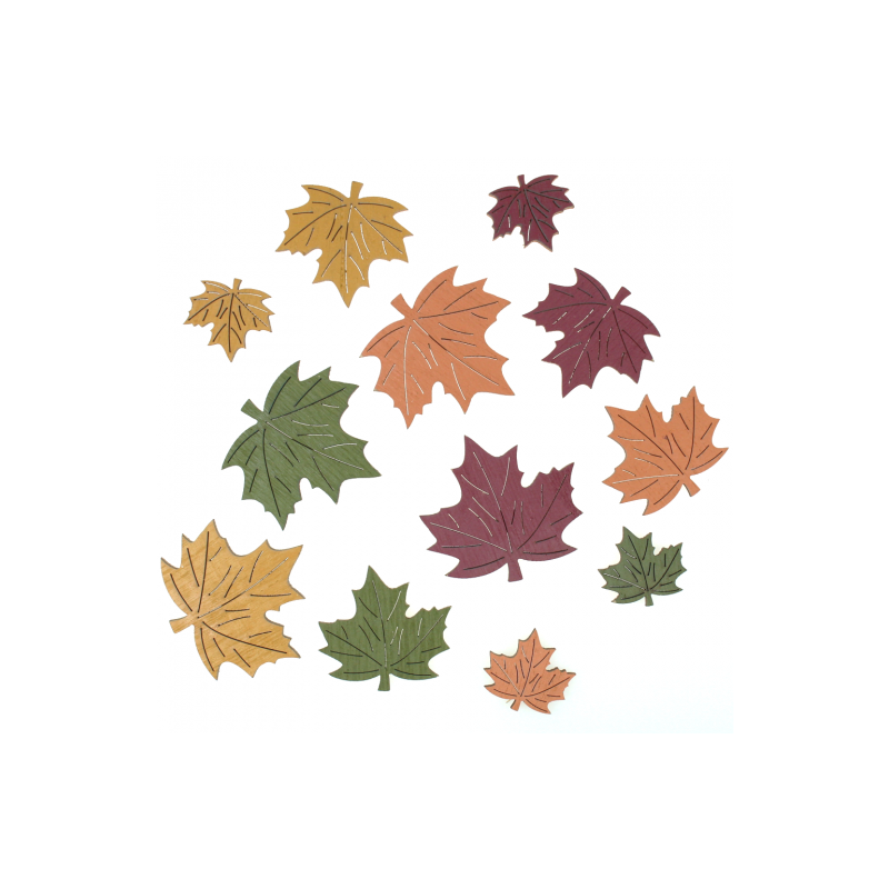 DP Craft wood shapes maple leaves 12 pcs. 4 colors