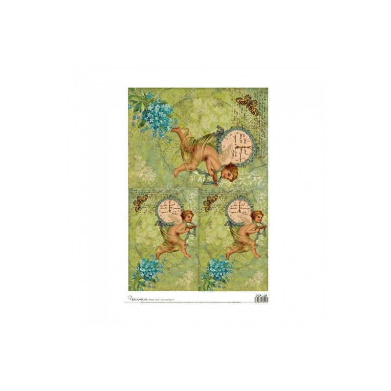 Calambour digital papier ryżowy do decoupage aniołki zegar DGR 118 32x