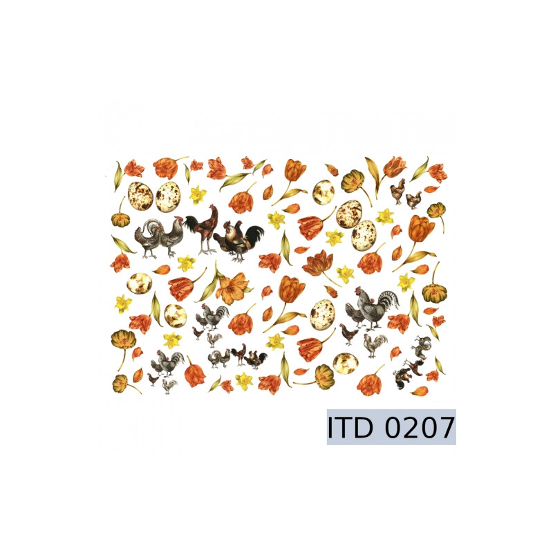 Decoupage paper roosters and flowers 996-0207 / A3
