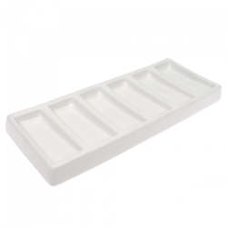 Rectangular porcelain palette 200x80x20mm with 6 oblong cavities