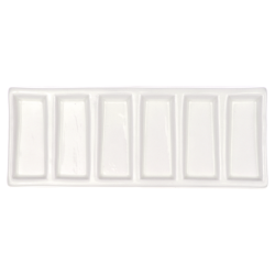 Rectangular porcelain palette 200x80x20mm with 6 oblong cavities