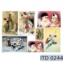 Retro mime decoupage paper A3