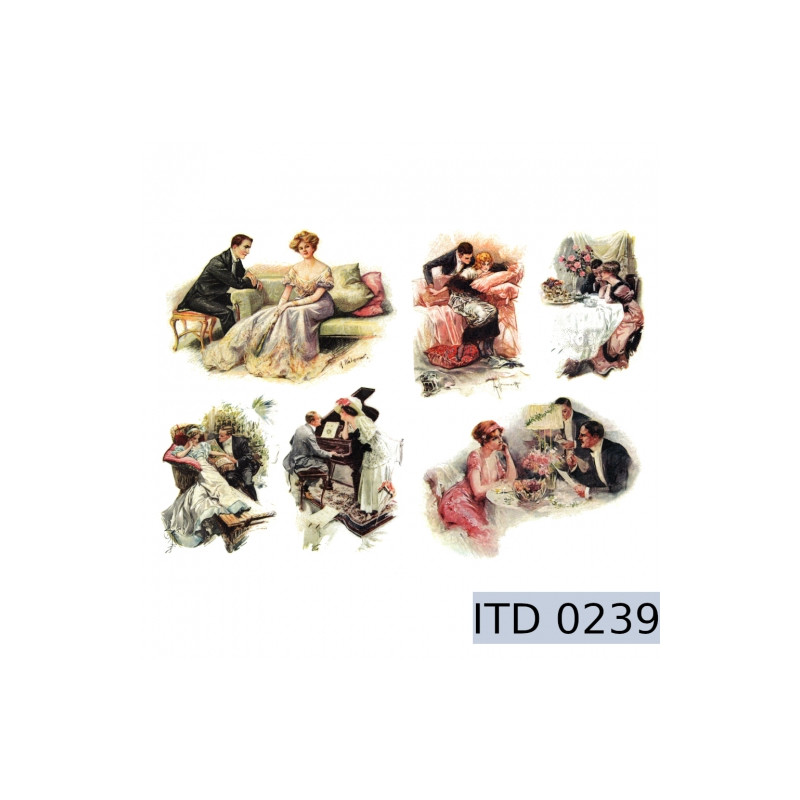 Papier do decoupage retro zakochani 996-0239/A3 - sklep plastyczny - s
