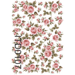 Papier do decoupage różowe róże 996-0107/A3 - sklep plastyczny - szał