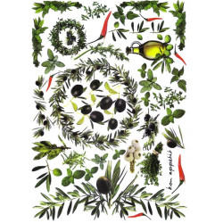 Plum decoupage paper olives 996-0115 / A3
